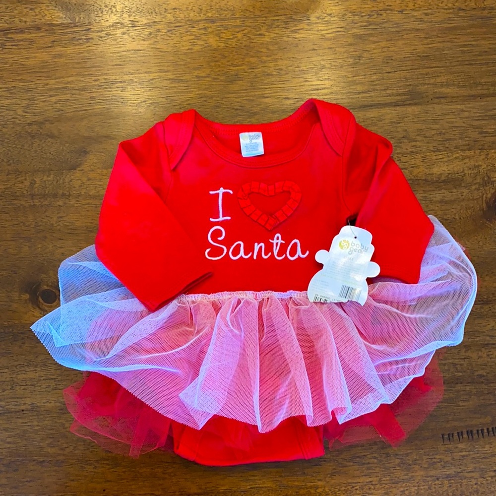 Baby Gear “I ❤️ Santa” Onesie with Tutu, Size 0-3M